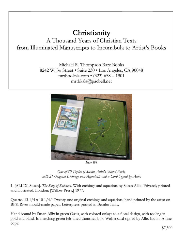 Christianity: Christian Texts from Incunabula and Before to Contemporary Artists&rsquo; Books.