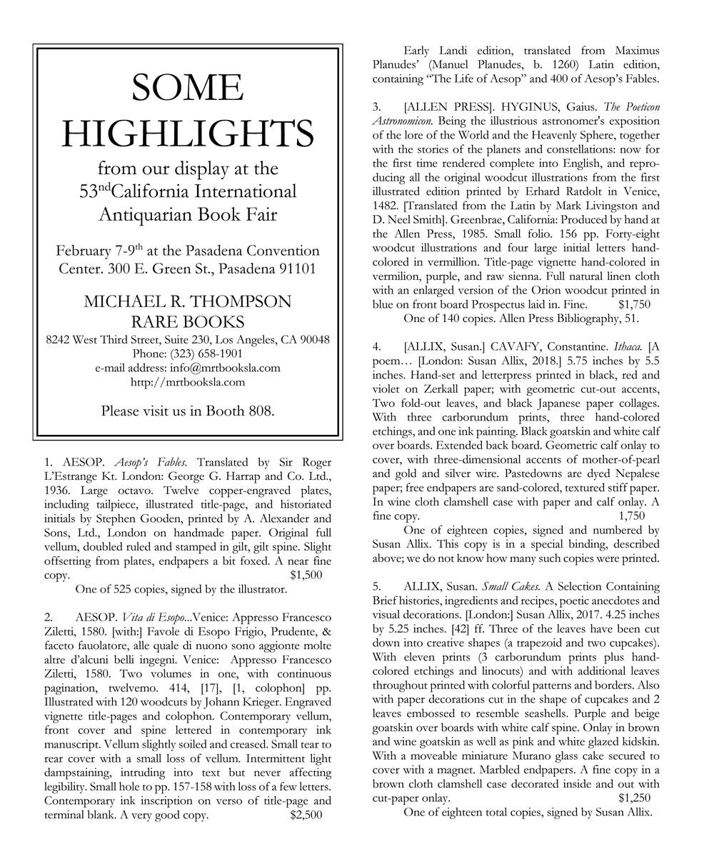 California International Antiquarian Book Fair 2020