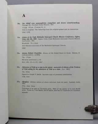 A Mormon Bibliography 1830-1930: Books, Pamphlets, Periodicals, and Broadsides Relating to the First Century of Mormonism. Introduction by Dale L. Morgan.