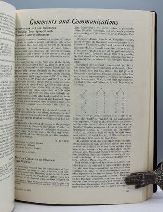 First Circuit for an Electrical Logic Machine.” Science 118 (4 September, 1953), pp. 281-282.