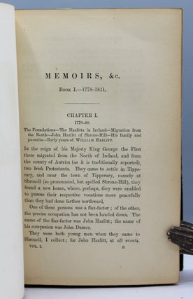 Memoirs of William Hazlitt. With Portions of his Correspondence.