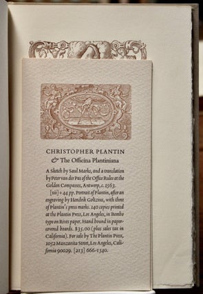 Christopher Plantin & The Officina Plantiniana. A sketch by Saul Marks, and a translation by Peter van der Pas of the Flemish text describing the Office Rules at the Golden Compasses, Antwerp, c. 1563.