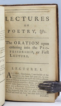 Lectures on Poetry. Read in the Schools of Natural Philosophy at Oxford…Translated from the Latin, With additional Notes.