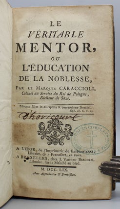 Item #14649 Le veritable mentor, ou L’education de la noblesse. Marquis Caraccioli, Louis-Antoine