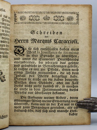Der Genuss seiner selbst, oder gründliche Anweisung, wie man seiner selbst geniesen könne und müsse...Nebst einem Schreiben des Herrn Verfassers wegen dieser Ausgabe, und auch mit unterschiedenen beträchtlichen Zusätzen vermehret.