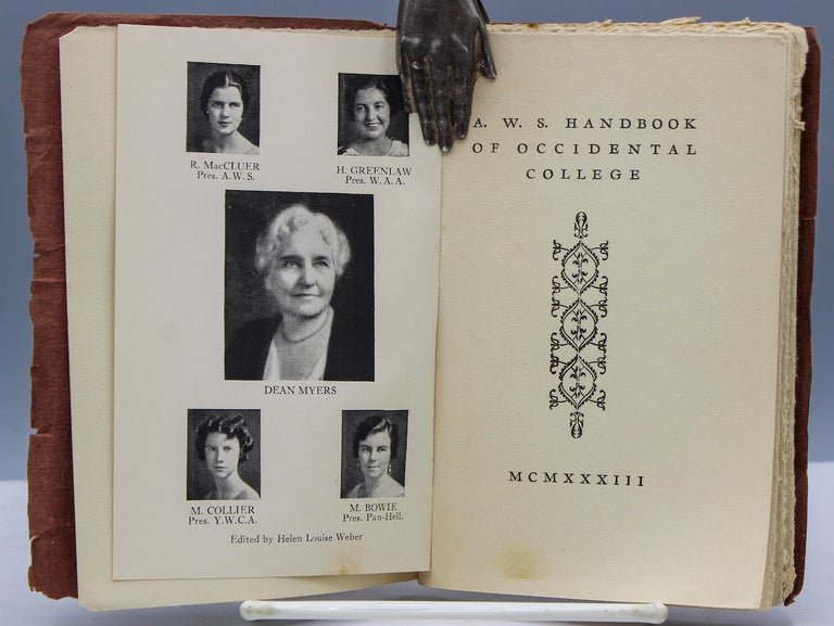 Item #14890 A.W.S. Handbook of Occidental College. Ward Ritchie, printer.