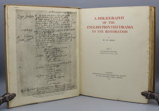 A Bibliography of the English Printed Drama to the Restoration.