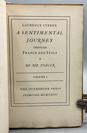 A Sentimental Journey through France and Italy. By Mr. Yorick.