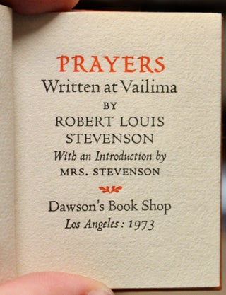 Prayers Written at Vailima. With an Introduction by Mrs. Stevenson.