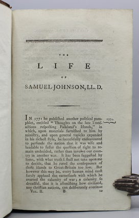 The Life of Samuel Johnson, LL.D. Comprehending an Account of His Studies and Numerous Works, In Chronological Order; A Series of His Epistolary Correspondence and Conversations With Many Eminent Persons; And Various Original Pieces of His Composition, Never Before Published...In Three Volumes.