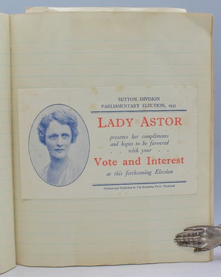 An original scrapbook compiled by a follower of Nancy Astor, the first female Member of Parliament to take her seat in the United Kingdom. Materials within dated 1934-1936.