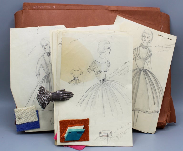 Item #16984 Set of 137 fashion design sketches. Fashion, Vivian Saunders.