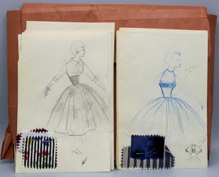 Set of 137 fashion design sketches.