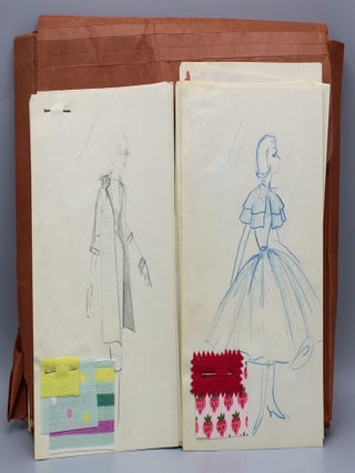 Set of 137 fashion design sketches.