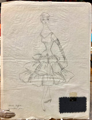Set of 137 fashion design sketches.