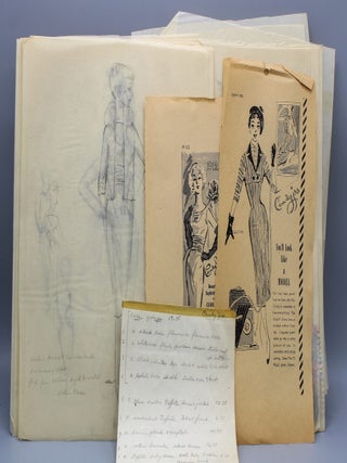 Set of 137 fashion design sketches.