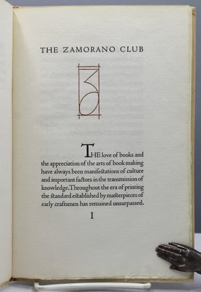 Item #17202 The Zamorano Club. 1929. Bruce McAllister, printer