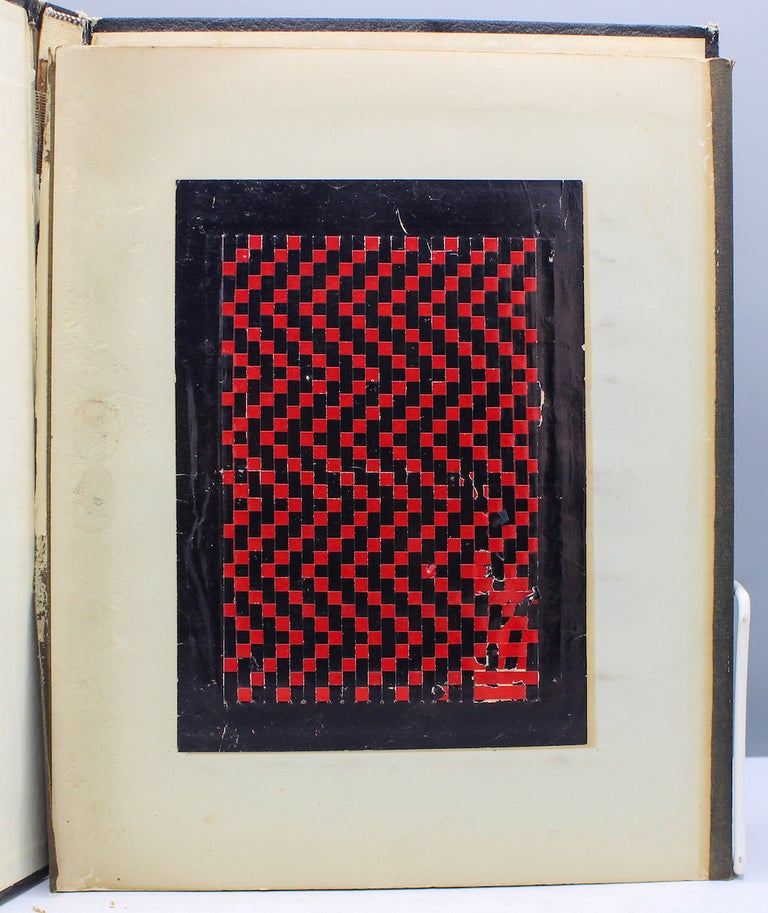 Item #17242 Album with twenty paper-weaving samples and thirteen embroidery samples. Untitled. Froebel Gifts.