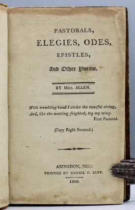 Item #17511 Pastorals, Elegies, Odes, Epistles, and Other Poems. By Mrs. Allen. Allen, Brasseya