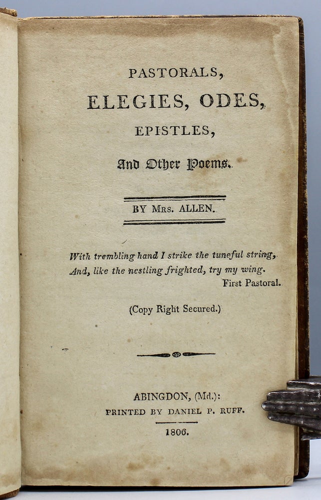 Item #17511 Pastorals, Elegies, Odes, Epistles, and Other Poems. By Mrs. Allen. Allen, Brasseya.