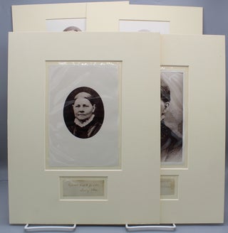 Item #17542 ; Four suffragist signatures, with sentiments matted with photo plates. Lucy Women's...