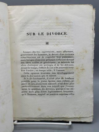 Sur le Divorce. Malheur et Sensibilit&eacute;.