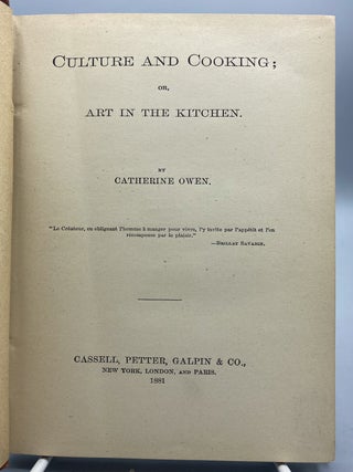 Culture and Cooking; Or, Art in the Kitchen.