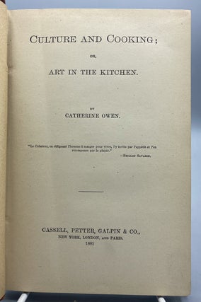 Culture and Cooking; Or, Art in the Kitchen.