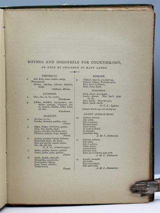 The Counting-Out Rhymes of Children: Their Antiquity, Origin, and Wide Distribution. A Study in Folk-Lore.