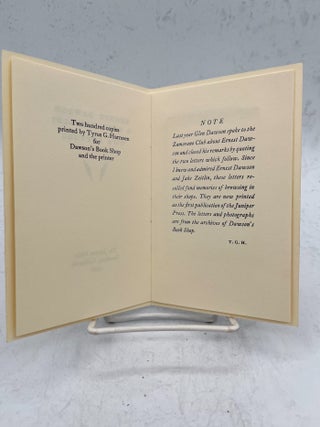 Ernest Dawson & Jake Zeitlin: Two Letters.