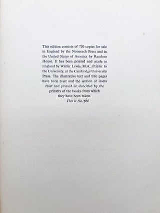The Nonesuch Century. An appraisal, a personal note and a bibliography of the first hundred books issued by the press, 1923-1934