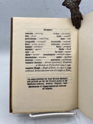 A Dyetary. Or, the medicine of the stomach. As printed by William Caxton in 1489.