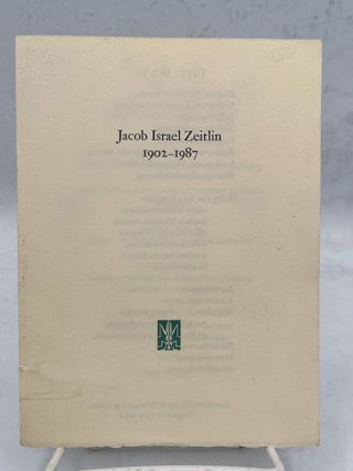 Jacob Israel Zeitlin, 1902-1987