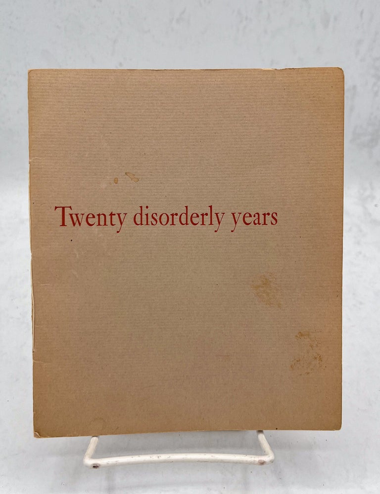 Item #18035 Twenty Disorderly Years. Jake Zeitlin.