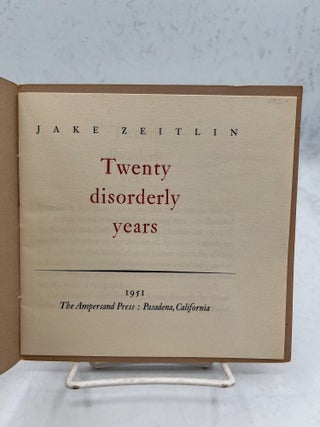 Twenty Disorderly Years.