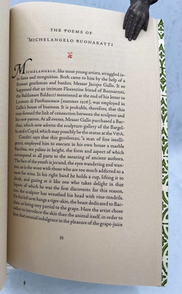 The Collected Sonnets of Michelangelo Buonarroti. Translated into English & with an afterword by John Addington Symonds.