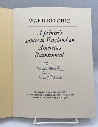 Item #18047 A Printer’s Salute to England on America’s Bicentennial. Ward Ritchie