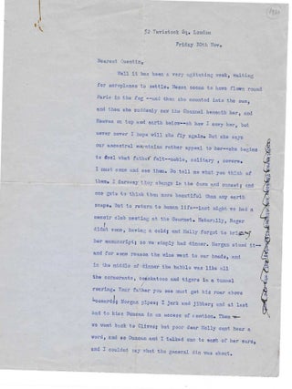 Item #18050 Typed Letter signed to her nephew, Quentin Bell. Virginia Woolf