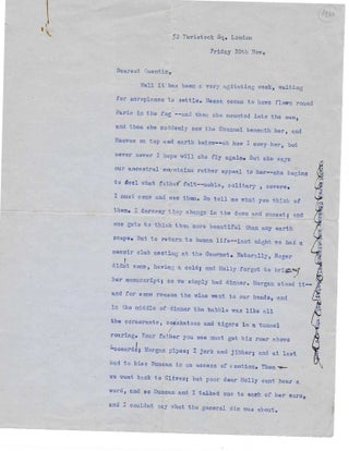 Item #18050 Typed Letter signed to her nephew, Quentin Bell. Virginia Woolf