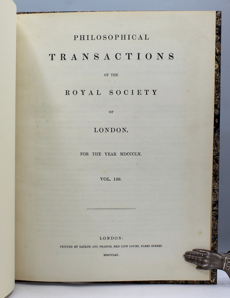 Item #6944 Memoire on the theory of matrices. In Philosophical Transactions of the Royal Society, Volume 148 (1858), pp. 17-37. Arthur Cayley.