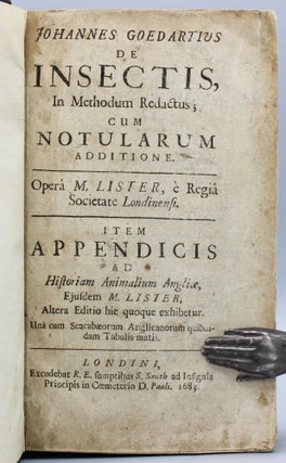 De insectis, In Methodum Redactus; cum notularum additione. Operâ M. Lister, è Regiâ Societate Londinensi... Item appendicis ad Historiam Animalium Angliæ...