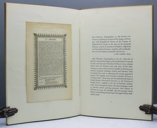 A Leaf from John Johnson’s Typographia. With an introduction by Carey S. Bliss.